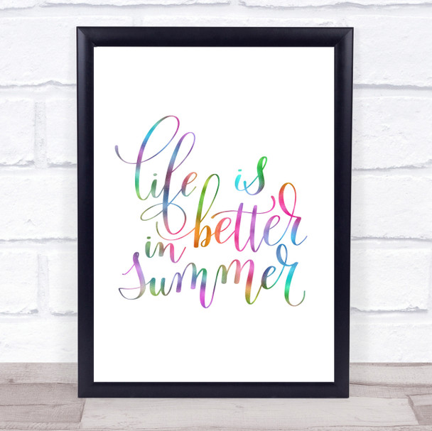 Life Is Better In Summer Rainbow Quote Print Life Is Better In Summer Rainbow Quote Print