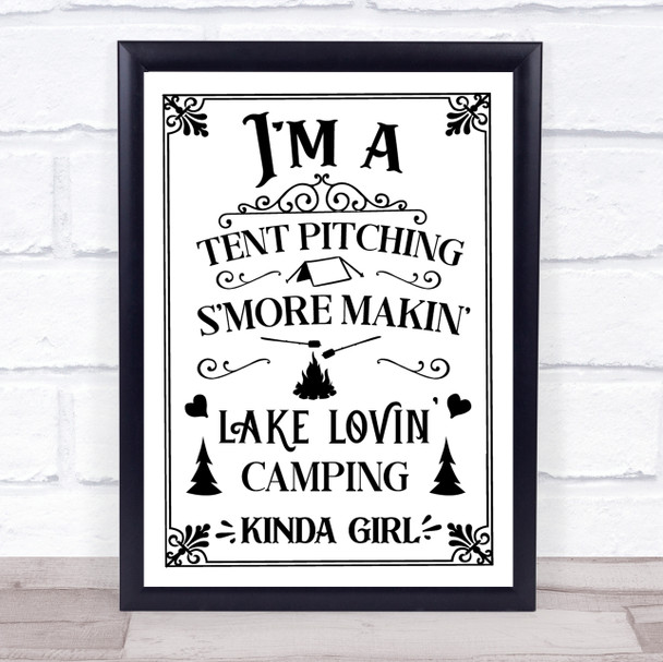 Camping Girl Quote Typogrophy Wall Art Print