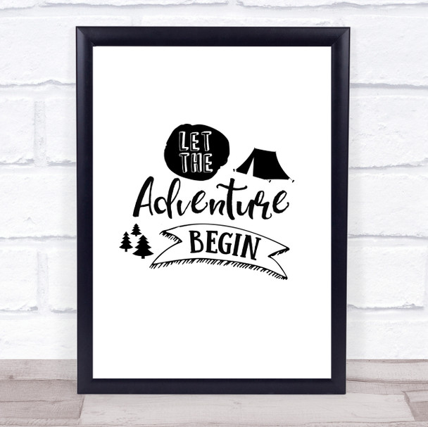 Let The Adventure Begin Camp Quote Typogrophy Wall Art Print