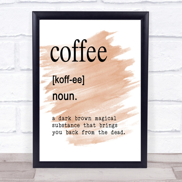 Word Definition Coffee Quote Print Watercolour Wall Art