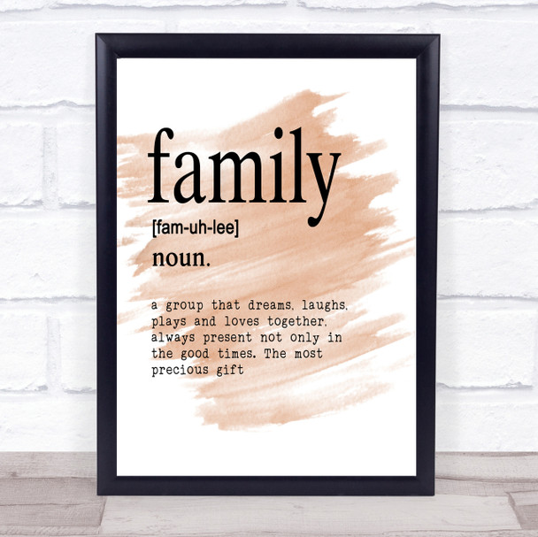 Word Definition Family Quote Print Watercolour Wall Art