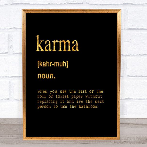 Word Definition Karma Quote Print Black & Gold Wall Art Picture
