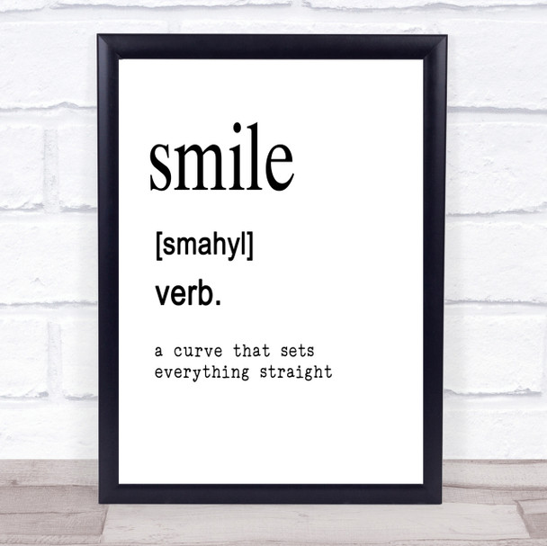 Word Definition Smile Quote Print Poster Typography Word Art Picture