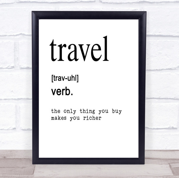 Word Definition Travel Quote Print Poster Typography Word Art Picture