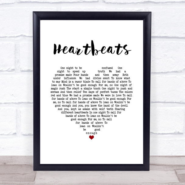 Jos?® Gonz?ílez Heartbeats White Heart Song Lyric Wall Art Print