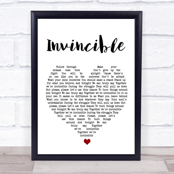 Muse Invincible White Heart Song Lyric Wall Art Print Muse Invincible White Heart Song Lyric Wall Art Print