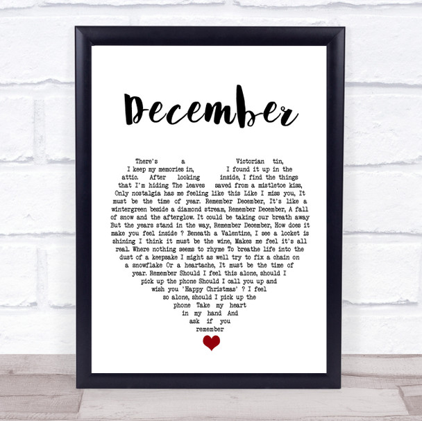 All About Eve December White Heart Song Lyric Wall Art Print