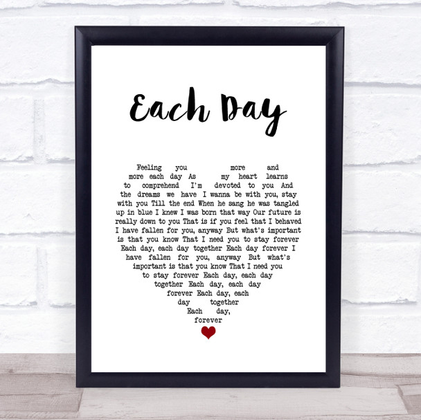 Simply Red Each Day White Heart Song Lyric Wall Art Print
