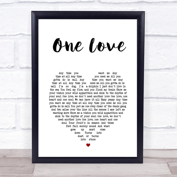The Stone Roses One Love White Heart Song Lyric Wall Art Print