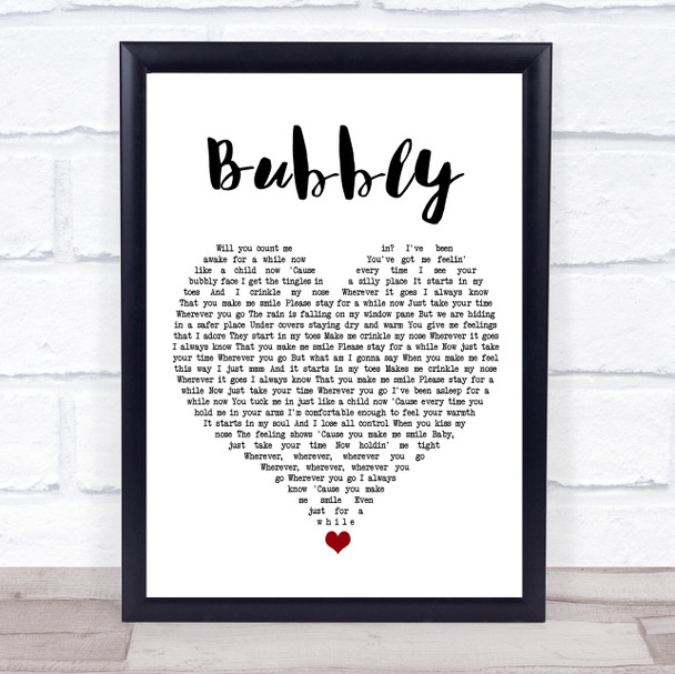 Colbie Caillat Bubbly White Heart Song Lyric Wall Art Print