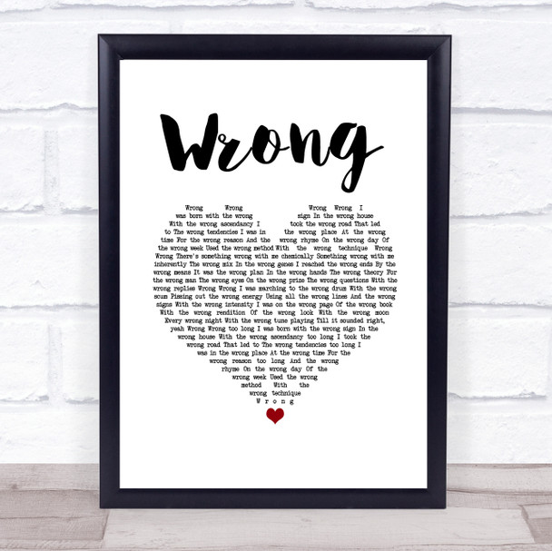 Depeche Mode Wrong White Heart Song Lyric Wall Art Print