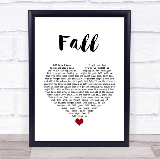 Kolby Cooper Fall White Heart Song Lyric Wall Art Print