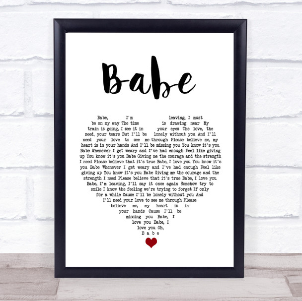 Styx Babe White Heart Song Lyric Wall Art Print