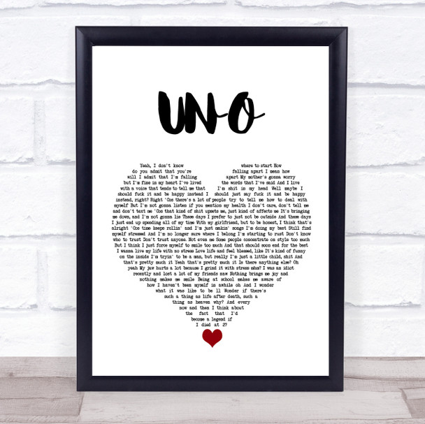Rex Orange County UNO White Heart Song Lyric Wall Art Print