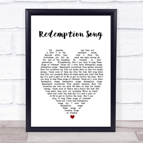 Redemption Song Bob Marley Heart Quote Song Lyric Print