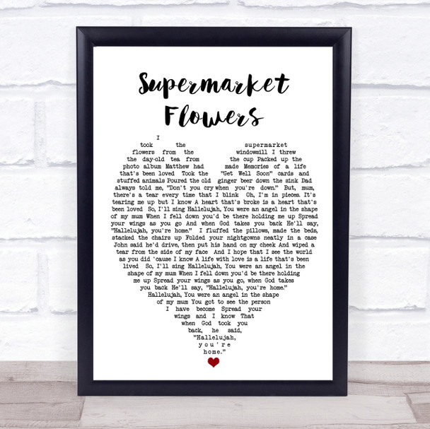 Supermarket Flowers Ed Sheeran Quote Song Lyric Heart Print