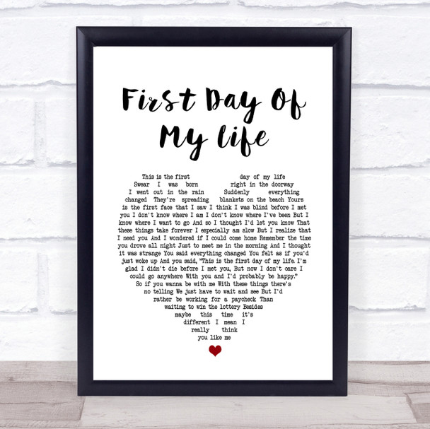 Bright Eyes First Day Of My Life Heart Song Lyric Quote Print