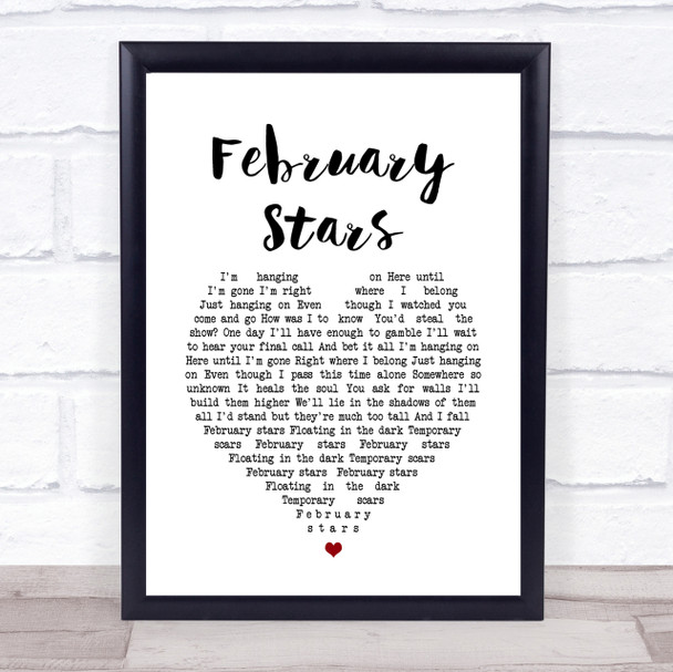 Foo Fighters February Stars Heart Song Lyric Quote Print