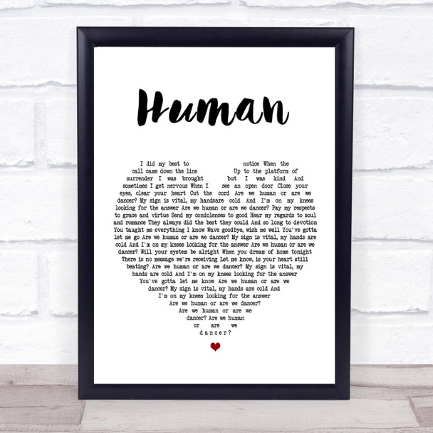 The Killers Human Heart Song Lyric Quote Print