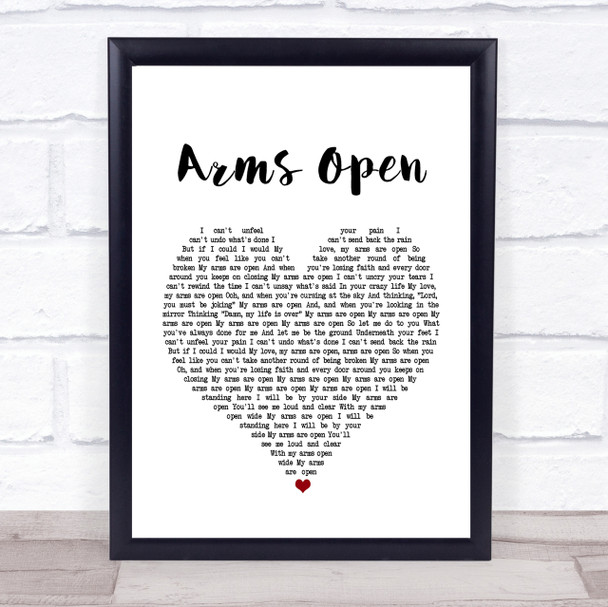 The Script Arms Open Heart Song Lyric Quote Print