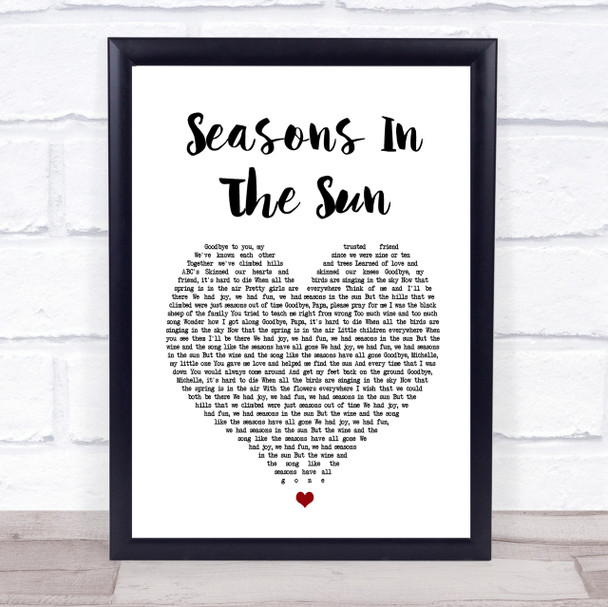 Westlife Seasons In The Sun Heart Song Lyric Quote Print