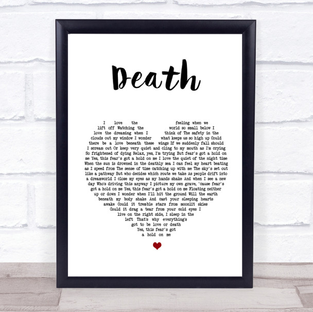 White Lies Death Heart Song Lyric Quote Print