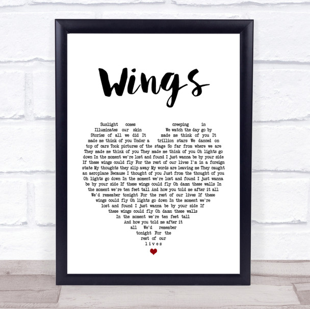 Birdy Wings Heart Song Lyric Quote Print