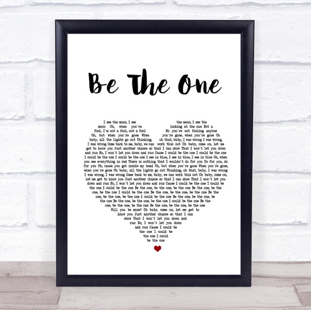 Dua Lipa Be The One White Heart Song Lyric Quote Print