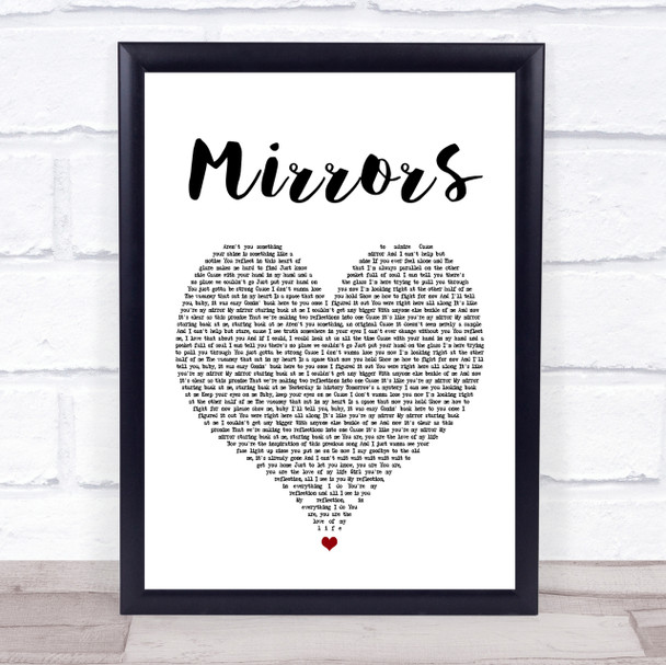 Justin Timberlake Mirrors White Heart Song Lyric Quote Print