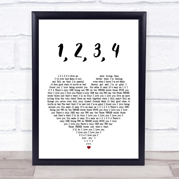 Plain White T's 1, 2, 3, 4 White Heart Song Lyric Quote Print