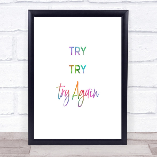 Try Try Again Rainbow Quote Print Try Try Again Rainbow Quote Print