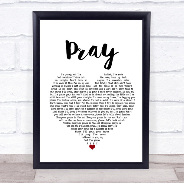 Sam Smith Pray Heart Song Lyric Quote Print