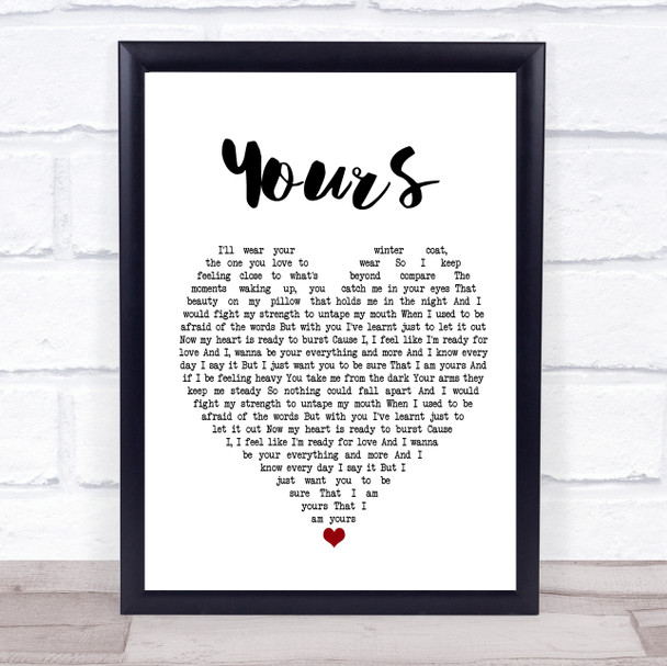 Ella Henderson Yours White Heart Song Lyric Print