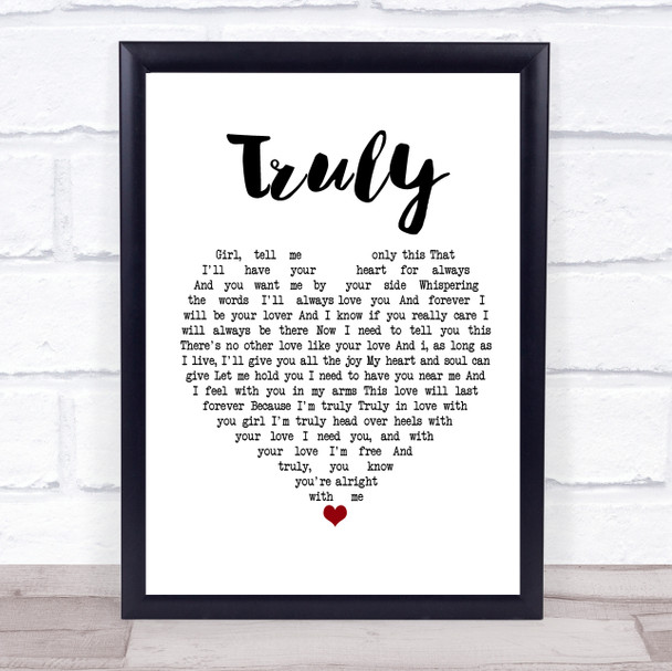 Lionel Richie Truly White Heart Song Lyric Print