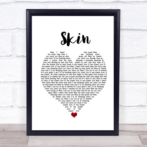 Rag'n'Bone Man Skin White Heart Song Lyric Print