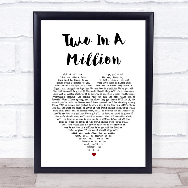 S Club 7 Two In A Million White Heart Song Lyric Print