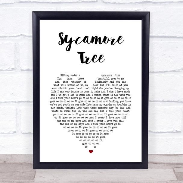 The Hunna Sycamore Tree White Heart Song Lyric Print
