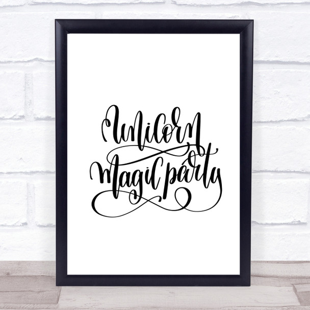 Unicorn Party Quote Print Poster Typography Word Art Picture