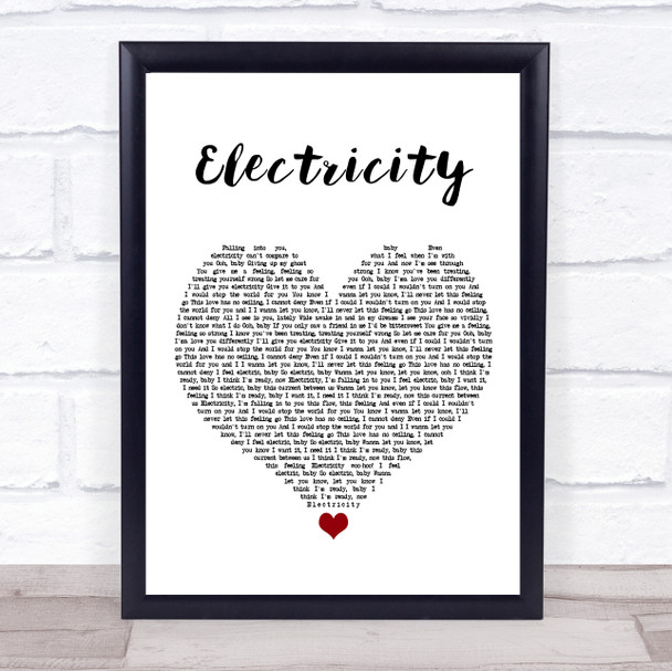 Silk City & Dua Lipa Electricity White Heart Song Lyric Print