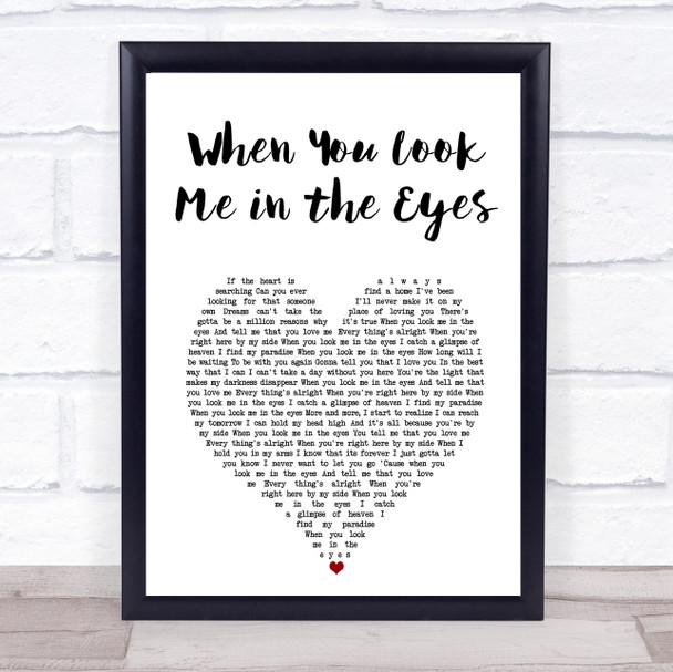 Jonas Brothers When You Look Me in the Eyes White Heart Song Lyric Print