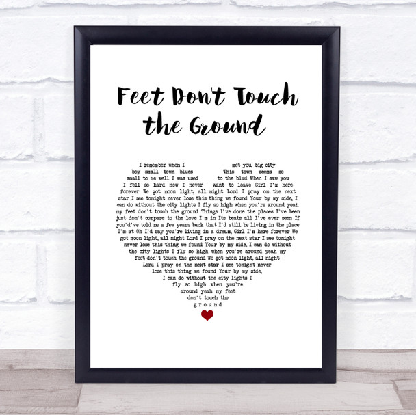 Stoney LaRue Feet Don't Touch the Ground White Heart Song Lyric Print