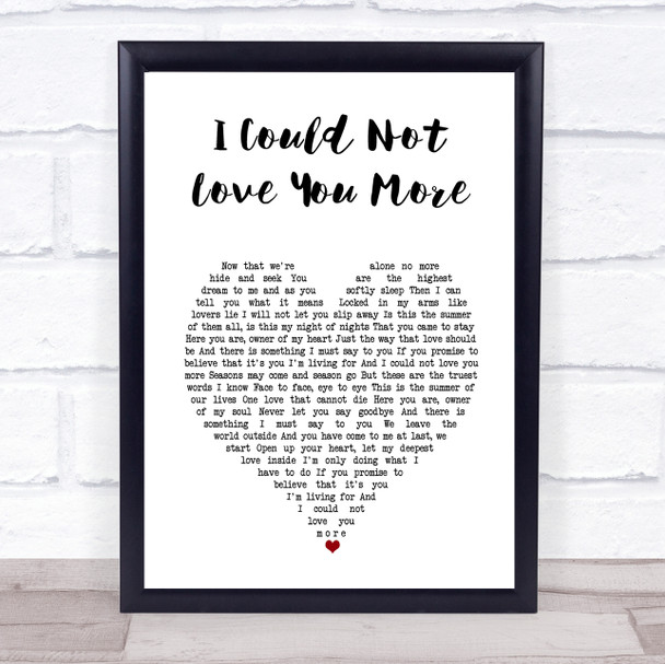 Bee Gees I Could Not Love You More White Heart Song Lyric Print