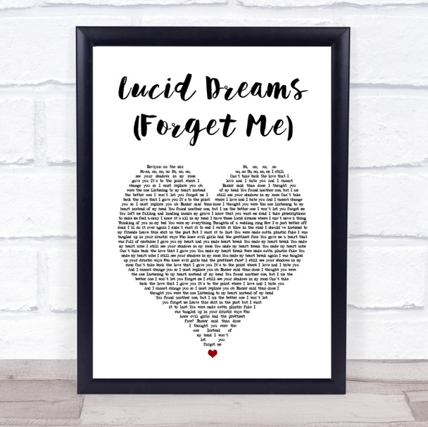 Juice WRLD Lucid Dreams (Forget Me) White Heart Song Lyric Print