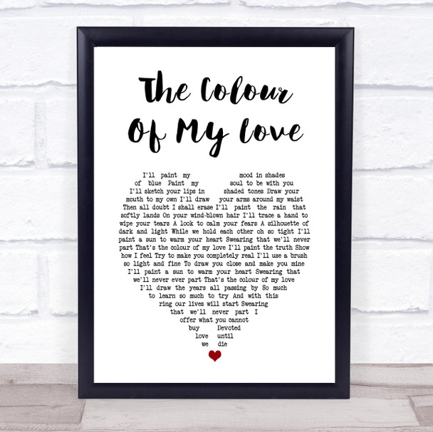 Celine Dion The Colour Of My Love White Heart Song Lyric Print