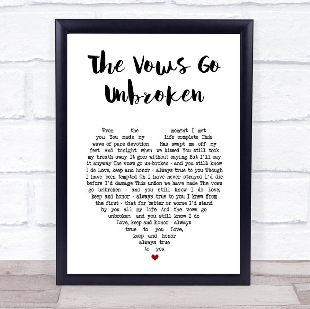 Kenny Rogers The Vows Go Unbroken White Heart Song Lyric Print