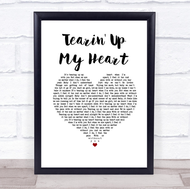 N Sync Tearin' Up My Heart White Heart Song Lyric Print