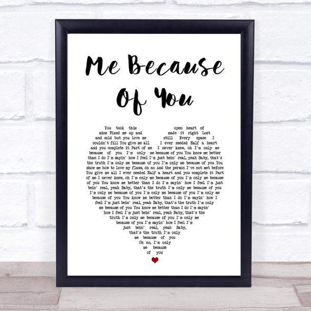 HRVY Me Because Of You White Heart Song Lyric Print