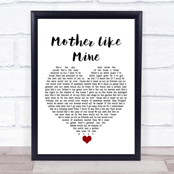 The Band Perry Mother Like Mine White Heart Song Lyric Print