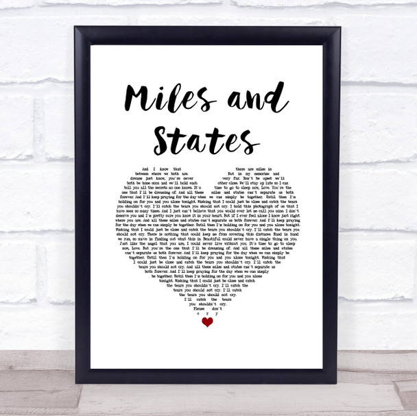 Abandoning Sunday Miles and States White Heart Song Lyric Print