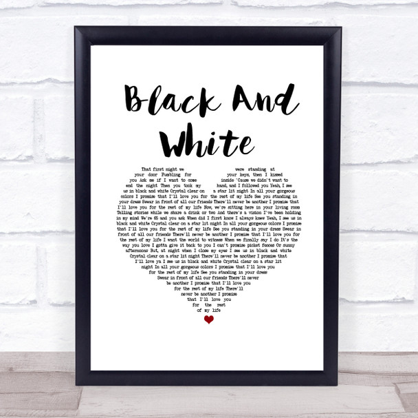 Niall Horan Black And White White Heart Song Lyric Print